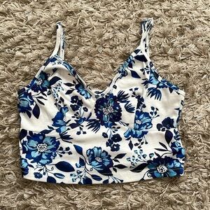 Blue and white floral Shein crop top